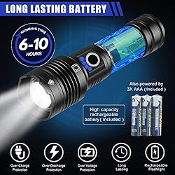 KEPEAK Flashlight High Lumens Rechargeable, 10000