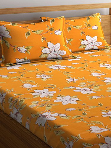 Cortina 104 TC Cotton Double Bedsheet with 2 Pillow Covers - Multicolour
