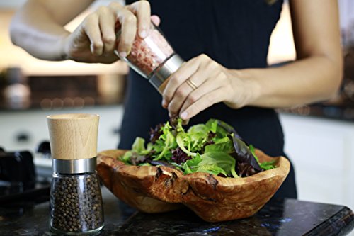 Willow & Everett Salt and Pepper Shakers - Wood Salt and Pepper Grinder Set with Adjustable Coarseness - Salt and Pepper Mill Pair - Spice Grinder