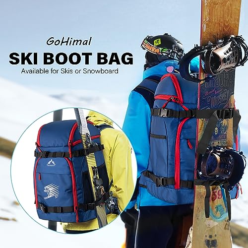 GOHIMAL SKI BOOT BAG, 50L SKI BOOT BACKPACK FOR SKI HELMET, GOGGLES, GLOVES, SKIS, SNOWBOARD & ACCESSORIES (BLUE)