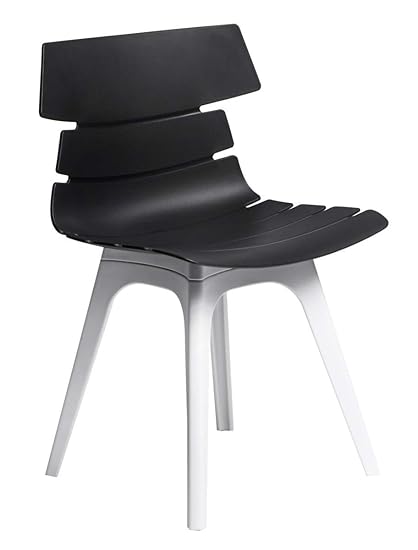 Finch Fox Techno DSW Stylish & Modern Furniture Leaf Plastic Chairs for Cafeteria Seating/Dining Chair/Side Chair/Kitchen / Restaurants/Hotels (Black & White Color) Exclusive Design