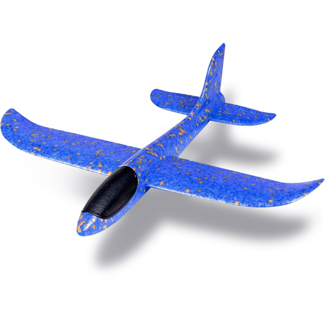 Highttoy Throwing Foam Airplane Toys for Boys, Children Aircraft Glider Toys for 3-12 Year Old Boys Gifts, Hand Launched Model Foam Glider Plane for Kids Outdoor Flying Plane Glider Toy, Blue