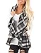 InStylish Women's Color Block Lapel Open Front Sleeveless Plaid Vest Cardigan with Pockets