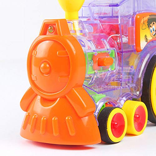 TiTa-Dong Domino Train Toy Set , Rally Electric Train Model with Light and Sound , 60pcs Colorful Domino Game Building Blocks Car Truck Vehicle Stacking Toy for Children Kids Boys Girls