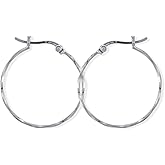 Boma Jewelry Sterling Silver Twist Round Snap Down Hoop Earrings