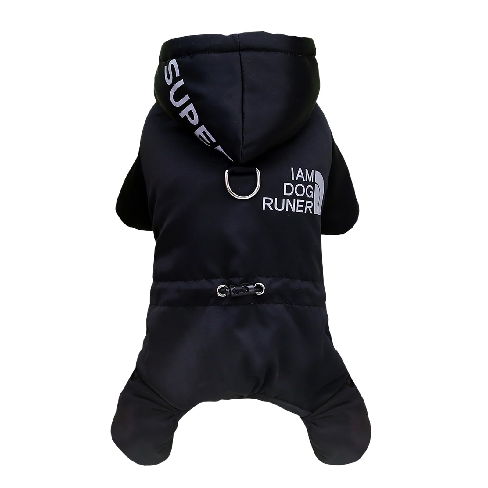 Izefia Dog Coat Pet Apparel Jumpsuit Windproof Cold Weather Coat 4 Legs Sports Jacket Warm Winter Thick Clothes Snow Proof Coat Cotton Dog Coat for Small Dog Medium Dog Cat Black M