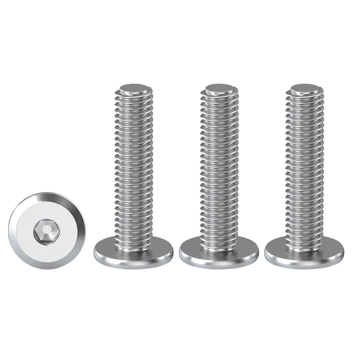 Drenky M4 Furniture Bolts, Flat Head Furniture Screw M4 X 25mm Flat Hex Bolt 304 Stainless Steel Bolts Fully Thread Machine Screws 20 Pack Joint Connector Bolts