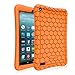 Fintie Silicone Case for Amazon Fire 7 Tablet (Previous Generation - 7th, 2017 Release) - [Honey Comb Upgraded Version] [Kids Friendly] Light Weight [Anti Slip] Shock Proof Protective Cover, Orange