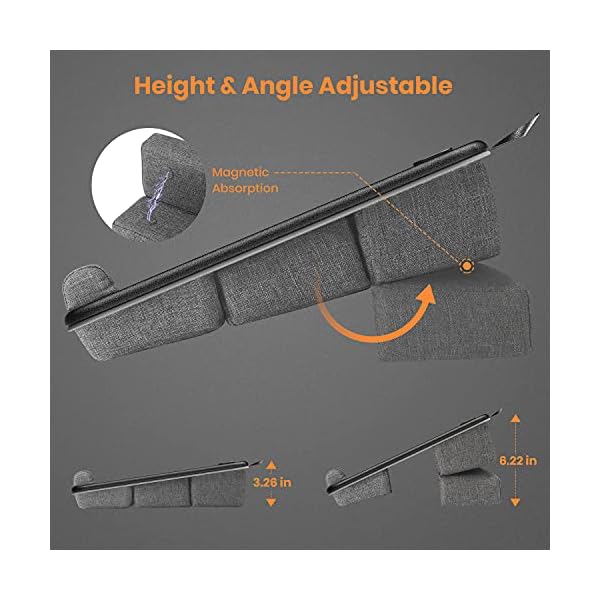 Portable-Laptop-Tray-with-PocketsSlotHandleKlearlook-Height-Adjustable-Waterproof-PVC-Leather-Lap-Desk-with-CushionWrist-PadBed-Sofa-Lap-Table-with-Phone-Tablet-Holder-forNotebook-up-to17-Small Adjustable Lap Desk with Pockets&Slot&Handle-Klearlook PU Leather Height Adjustable Waterproof Lap Desk,Portable…