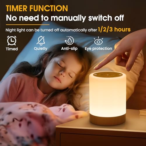 NIWOHOM 2 x Touch Bedside Lamp, Dimmable Wireless Rechargeable Lamp with 5 Modes and 256 RGB Colors, Warm Adult Night Light with Timer for Bedroom, Living Room, Camping