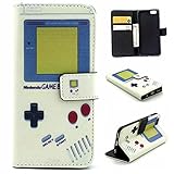 iPhone 6/6S Case, Jenny Shop Fashion Style PU Leather Flexible Stand Feather with Built-in Card Slots Cash Pocket Flip Cover Magnetic Closure Cover Case for Apple iphone 6/ iPhone 6S (Game Boy)