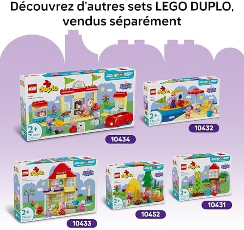 Duplo Peppa Pig La Fête Foraine - Jouet Éducatif dès 2 Ans - Motricité Fine - Grande Roue, Toboggan, Bar à Jus & 3 Figurines Dont Danny Dog - Activité Premier Âge - Cadeau Fille ou Garçon 10453