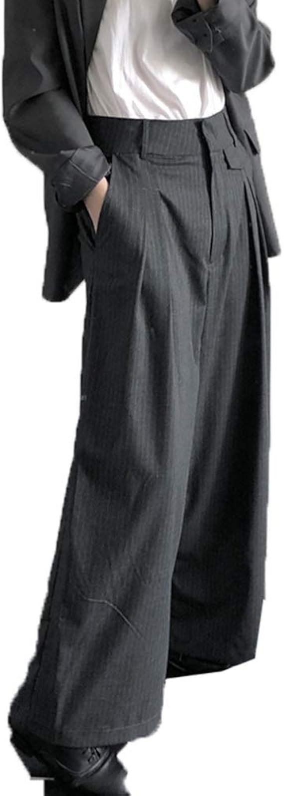 Amazon ガウチョパンツ ワイドパンツ スカンツ プリーツ レディース ワイドパンツ ストライプ カジュアル さらてろ 韓国ファション スーツパンツ ガウチョ ウエストゴム ゆったり 大人 可愛い ワイドパンツ ロングパンツ 通販