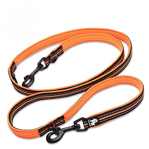 WINHYEPET True Love 7 In 1 Multi-Function Adjustable Dog Lead Hand Free Pet Training Leash Nylon Reflective Comfortable Multi-Purpose Dog Leash TLL2411(Orange,M)