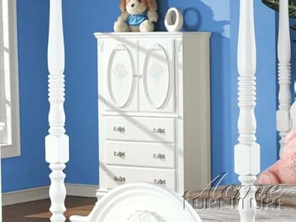 Acme 01667 Flora Tv Armoire With Hanging Rod White Finish Amazon