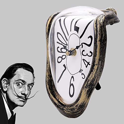 Lafocuse Silent Salvador Dali Clock Antique Gold, Surrealist Melted