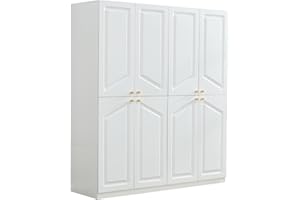 ModMakers 71.6" H Wardrobe Closet with 4 Doors Armoire Wardrobe Closet White Storage Cabinet Wooden Clothes Closets Cabinet Bedroom Armoires Cabinet with Hanging Rod 2 Drawers