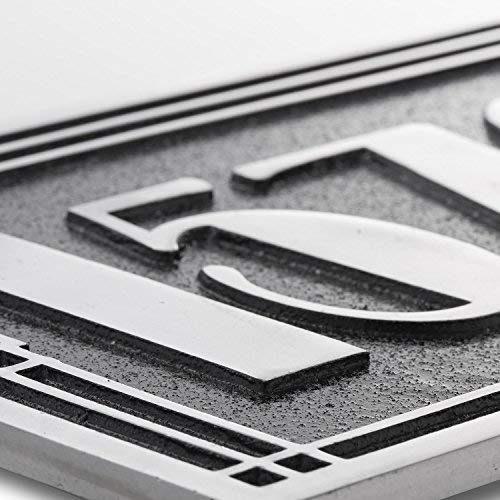 House Number Address Plaque Art Deco Line Style. Cast Metal Personalised Yard Or Mailbox Sign with Oodles of Number and Letter Options. Handmade in England by The Metal Foundry Just for You