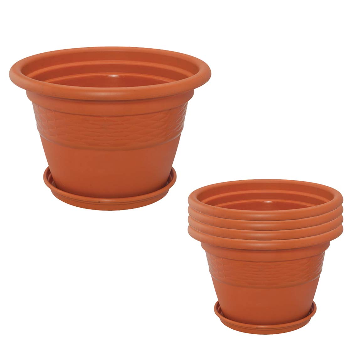 Meded Siti Plast Heavy Duty Plastic Planter Pots with Bottom Tray Color