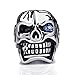 Elfasio Men's Huge Silver Skull Blue Eye Cigar CZ Stainless Steel Biker Ring(Size 14)