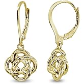 Sterling Silver Polished Love Knot Design Dangle Drop Leverback Earrings for Women