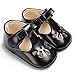 BENHERO Baby Girls Mary Jane Flats with Bowknot Non-Slip Toddler First Walkers Princess Dress Shoes (6-12 Months M US Infant, D-Black)
