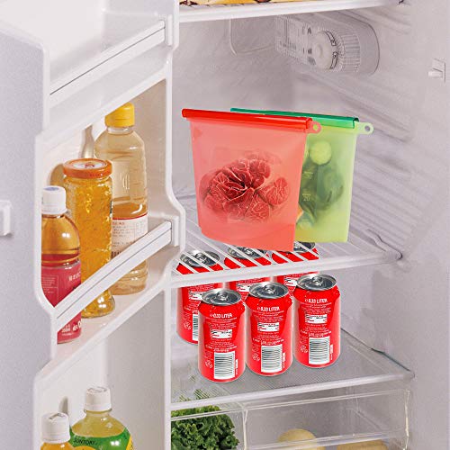 Reusable Food Bags Silicone Food Storage Containers Versatile Cooking Bags Preservation Airtight Seal Bags for Freeze Steam Heat Microwave Fruits Vegetables Meat Milk (4 Packs)
