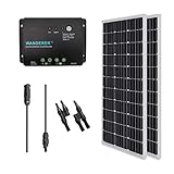 Renogy 200 Watts 12 Volts Monocrystalline Solar Bundle Kit w/ 100w Solar Panel,30A Charge Controller,9in MC4 Adaptor Kit,A pair of Branch Connectors