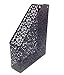 EasyAPG Heavy Duty Metal Magazine File Holder - Carved Hollow Flower Pattern Design, No Assembly Desk Organizer for Legal Size Files, Home Office Storage Rack, Black