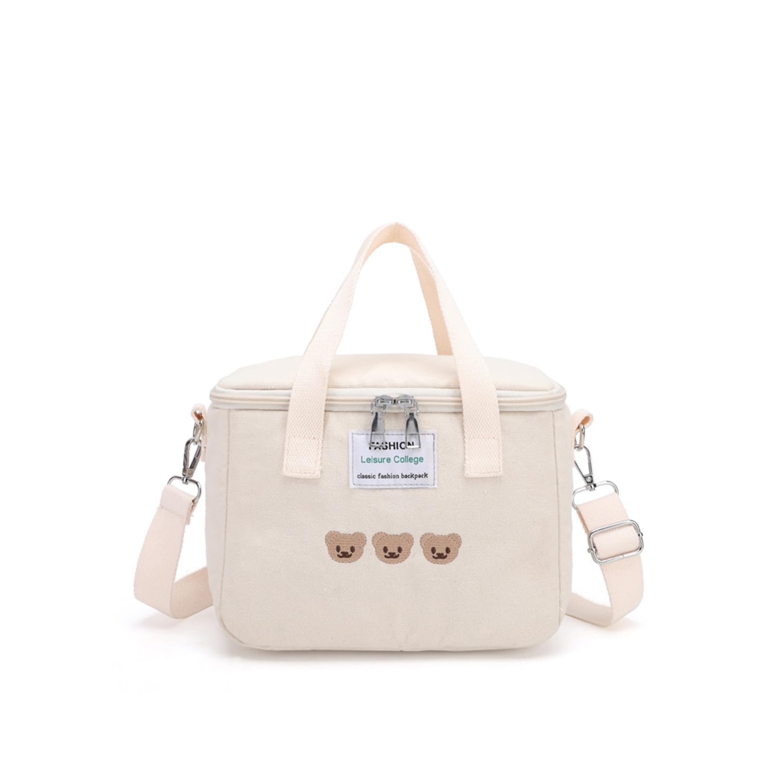 PORRASSO Lunch Bag Insulated Cooler Bag Crossbody Lunch Box Bag Storage Bag Waterproof Leak-Proof Cool Thermal Lunch Tote for Work Camping Outdoor BBQ Party White