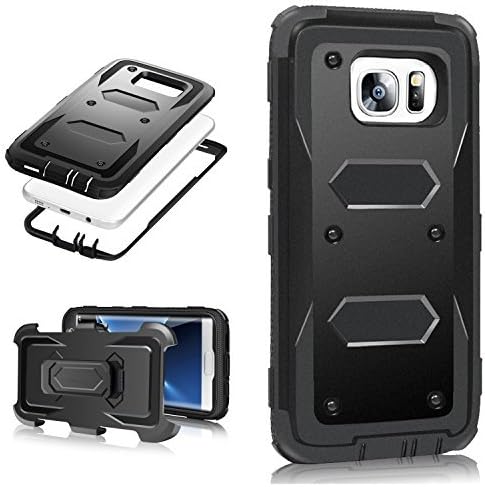 MoMoCity S7 Edge Case, 3 in 1 Design Heavy Duty Rugged Holster Belt Full-Protect Swivel Kickstand Clip Case for S7 Edge