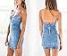 Flymall Women Blue Jean Legging Strapless Mini Dress (M)