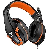Kikc PS4 Gaming Headset with Mic for Xbox One, PS5, PC, Mobile Phone and Notebook, Controllable Volume Gaming Headphones with Soft Earmuffs for Kid