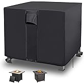 YUZ Fire Pit Table Cover Square 30 x 30 x 25 inch, Waterproof Fire Table Cover Square Anti-UV Heavy Duty Patio Gas Firepit Furniture Table Covers with Air Vent and Handle Firepits 30x30