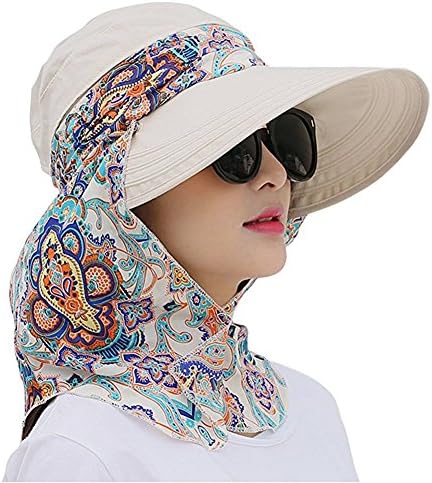 MOWANG Roll up Wide Brim Sun Visor UPF 50+ UV Protection Sun Hat with Neck Protector