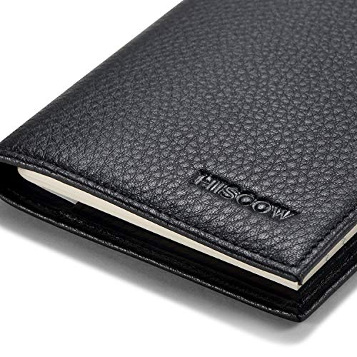 HISCOW Minimalist Checkbook Cover - Full Grain Leather (Pebbled Black)