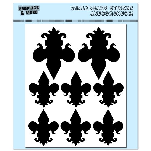 Fleur De Lis Assorted Sizes - 4 Sheets of Chalkboard Vinyl Stickers - Container Bin Labels Drink Markers
