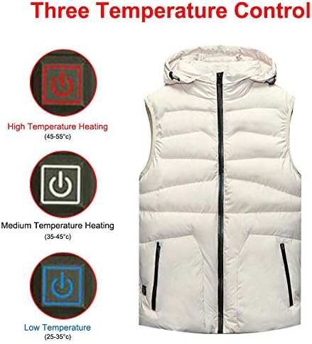 BNBXP Unisex Graphene Electric Heated Vest Cotton Heating Waistcoat USB Intelligent Thermal Warm Clothing Winter Jacket,White,M