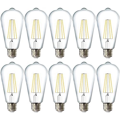 Photo 1 of Sunco 10 Pack Edison Bulbs LED ST64, Clear Vintage Filament Waterproof Bulb, 800 LM, 8.5W (60W Equivalent), 4000K Cool White, E26 Medium Base, Decorative Dimmable UL