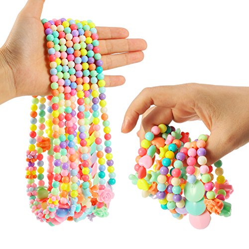 image for Bememo 8 Sets Princess Necklace and Bracelet Baby Girls Costume Jewelr