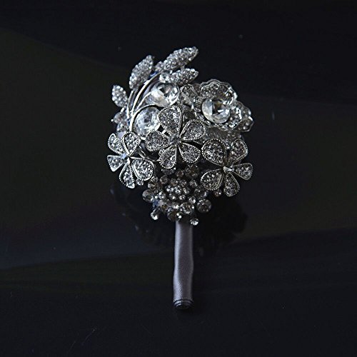 S_SSOY Crystal Rhinestone Boutonniere Corsage Flower Bridegroom Groom Men's Brooch Boutonniere Groomsmen Best Man Boutineer with Pin for Wedding Prom Homecoming Party Pack of 4