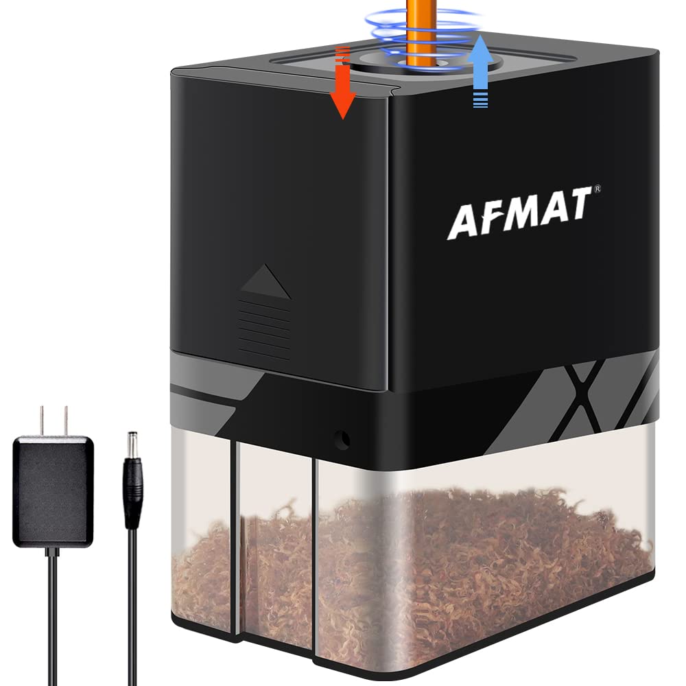 Fully Automatic Small Battery Operated Electric Pencil Sharpener, Colored Pencil Sharpeners, Hands Free Pencil Sharpener for 8mm Pencils, AFMAT Pencil Sharpener for Artists, Kids Friendly