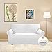Easy-Going Stretch Loveseat Slipcover 1-Piece Sofa Cover Furniture Protector Couch Soft with Elastic Bottom for Kids Polyester Spandex Jacquard Fabric Small Checks (Loveseat, Snow White)