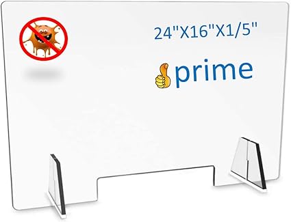Amazon カウンターとデスク用保護くしゃみガード フリースタンディングプレキシガラスシールド トランザクションウィンドウ付き ポータブル クリア 高耐衝撃 Pc プラスチックバリア 複数サイズ 24インチ X 16インチ X 1 5インチ パーティション 衝立 文房具