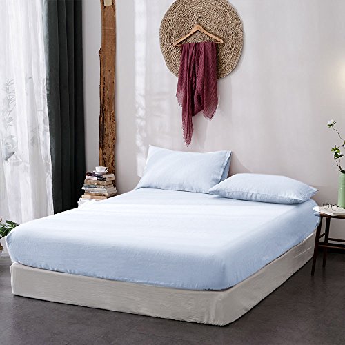 Lausonhouse 100% Pure French Linen Sheet Set,Luxurious Linen Bedding Set,Deep Pocket,4 Pieces - King - Thumbnail 2