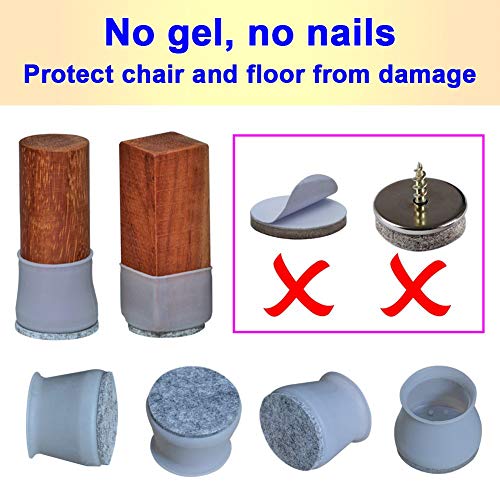 aneaseit 11/2 inch Felt Bottom Soft Silicone Chair Leg Covers, 16 PCS
