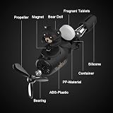 URAQT Bear Pilot Retro Car Air Freshener with 2 Fragrance Tablets Black view 3