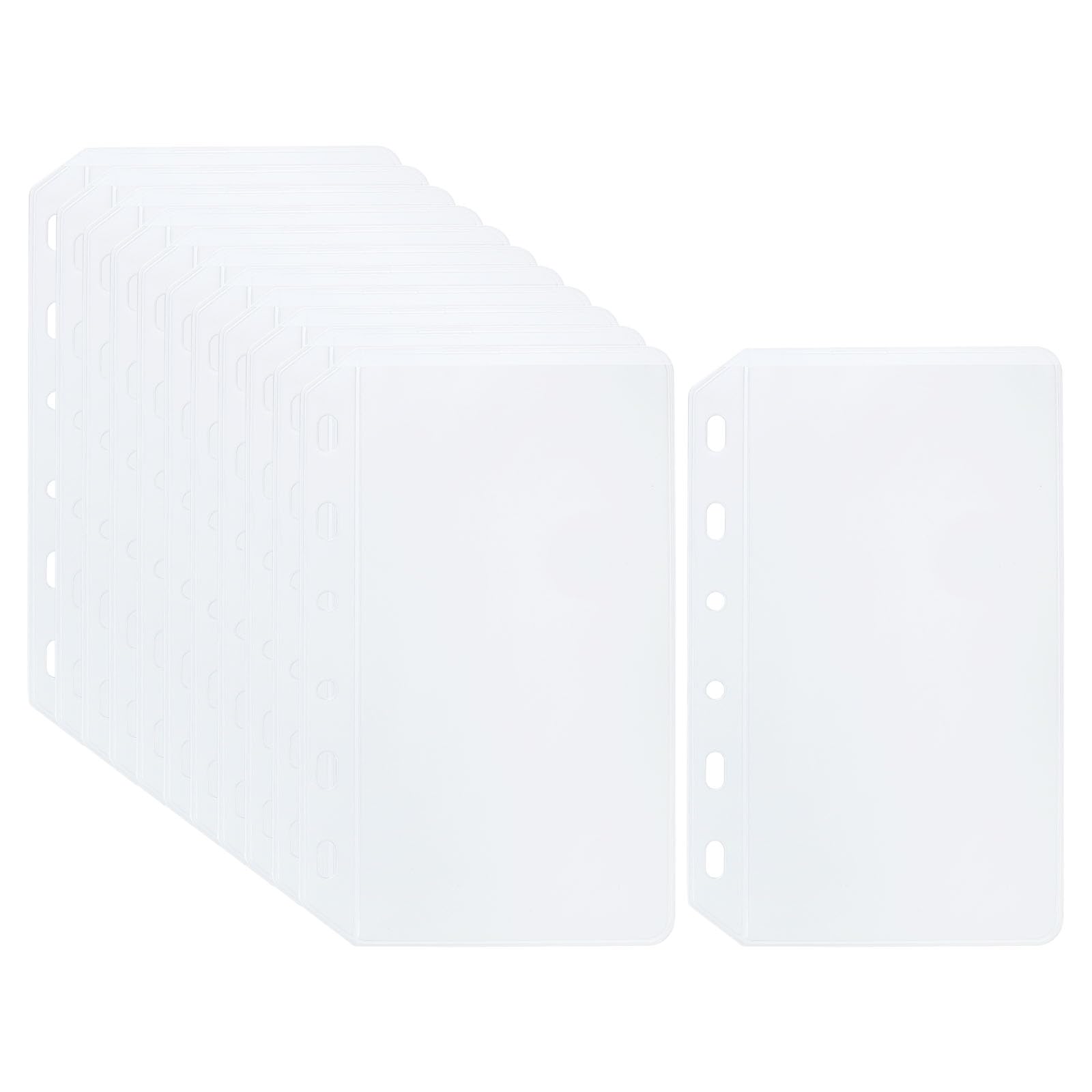 PATIKIL A7 Binder Pocket, 12 Pack PVC 6 Holes Binder Pouch Folders Photos Cards Bills Document Waterproof Filing Storage Loose Leaf Bags for 6-Ring Notebook Binder, Clear