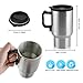 Carperipher 12V Car Heated Mug Tech Tool Stainless Steel Travel Electric Cup Vacuum Thermos Smart Temperature Control for Heating Water, Coffee, Milk and Tea with Airtight Lid, Auto Charger