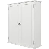 ALAPUR 27.6in Length Bathroom Cabinet Wall Mounted | Over Toilet Storage Cabinet with 2 Doors and Adjustable Shelves,Wood Medicine Cabinet for Bathroom, White